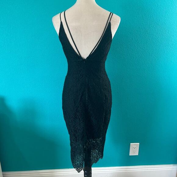 Bardot Black Lace V-Neck Bodycon Lace Dress Strappy Cocktail Party Size 4/XS - Picture 5 of 7